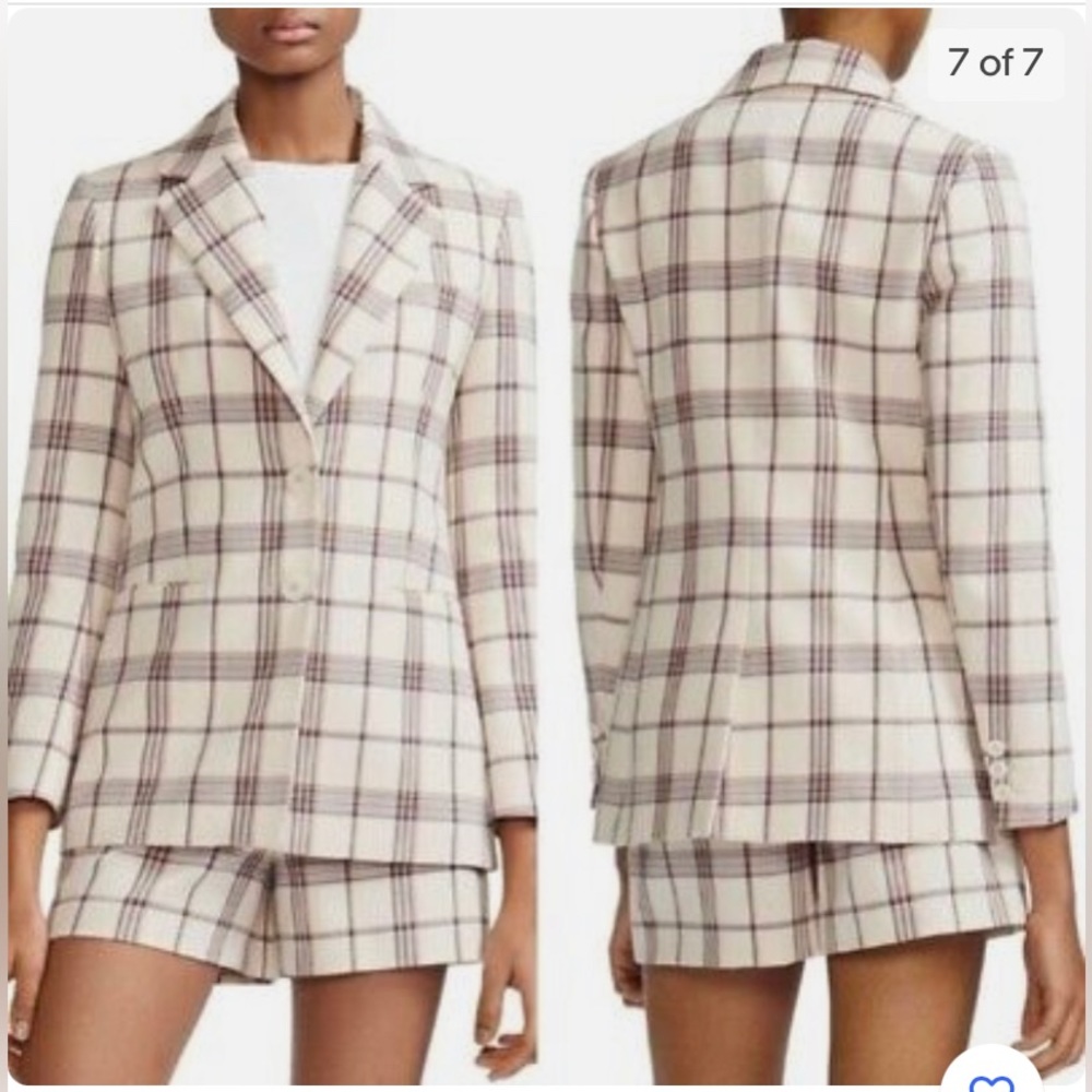 Maje checked twill blazer in vanilla beige size EU36 US size xs